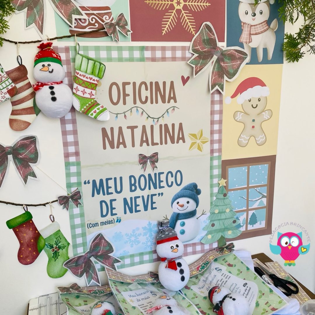 🎄✨ Oficina Natalina – Meu Boneco de Neve (com meias!) ✨🎄